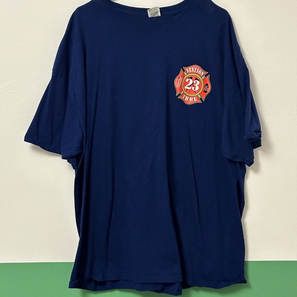 TBRU Station 23 T-Shirt, Size XXXL, Dark blue tee with small pocket graphic - Picture 2 of 5